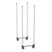 A chrome-plated mobile shelving unit frame with four vertical posts and caster wheels, designed for use with Metro Super Erecta Top-Track shelving systems.