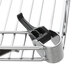 A Metro Super Erecta wire shelf with a black clip on it.