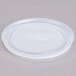 A white translucent plastic Cambro lid with a straw slot.