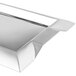 A close-up of a Vollrath stainless steel rectangular serving tray with handles.