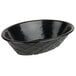 A black oval polyethylene basket with a diamond weave pattern.
