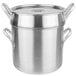 A Vollrath stainless steel double boiler pot with handles and lids.