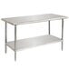 An Advance Tabco stainless steel work table with undershelf.