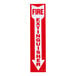 A red and white Buckeye fire extinguisher adhesive label with white text on a white background.