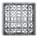 A white plastic Cambro glass rack with 25 compartments and 4 extenders.