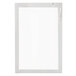 A white rectangular glass door with a handle.