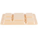 A beige Cambro plastic tray with 6 compartments, each with a circle and dots.