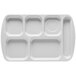 GET TR-151 White Melamine 10 inch x 15 1/2 inch Right Hand 6 Compartment Tray - 12/Pack