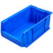 close up of a blue plastic bin