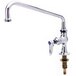 A T&S chrome deck-mounted pantry faucet with a handle and a 12" swing nozzle.