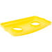 A yellow rectangular plastic tray with two round holes.