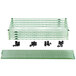 A Metro Super Erecta wire shelf with green plastic clips.