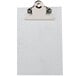 A white clipboard with a Menu Solutions Alumitique aluminum clip.