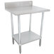 A stainless steel Advance Tabco work table with undershelf.