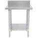 An Advance Tabco stainless steel work table with undershelf.