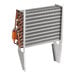 An Avantco evaporator coil with two copper pipes and two orange wires.
