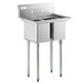 A Regency stainless steel 2 compartment commercial sink with galvanized steel legs.