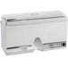 A stainless steel Vollrath Straw Boss dispenser for wrapped straws with a lid.