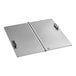 A silver rectangular Assure Stainless Steel lid with black handles.