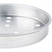 An American Metalcraft round silver pizza pan with holes.