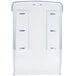 A white and arctic blue plastic San Jamar Ultrafold paper towel dispenser with rectangular holes.