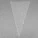 A clear plastic triangle pastry bag.