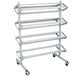 A white metal Bulman horizontal paper rack with four shelves.