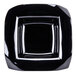 A black melamine bowl with a square black rim.