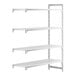 A white rectangular Cambro Camshelving® Premium Add On Unit with vented shelves.