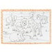 A Hoffmaster kids double sided placemat with a coloring page of animals in a jungle setting.