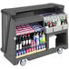 A Cambro granite gray portable bar cart with beverages and drinks.