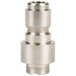A stainless steel threaded connector for a T&S fan spray head.