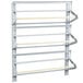 A white metal horizontal rack with three white rods.