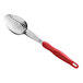 A Vollrath Jacob's Pride perforated basting spoon with a red Ergo grip handle.