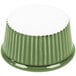 A green fluted ramekin with a white background.