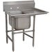 A stainless steel Advance Tabco one compartment pot sink with a right drainboard.