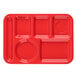 a red tray with different shapes