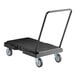 A black ergonomic platform truck with an adjustable handle and four wheels.