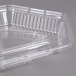 A Genpak clear plastic lid for a hexagonal container with 3 compartments.