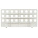 A white plastic Metro shelf divider with square holes.