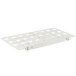 A white plastic Metro shelf divider with holes.