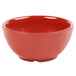A red bowl with a white background.