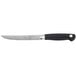 A Mercer Culinary steak knife with a black handle and silver blade.