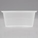 A clear plastic Pactiv oval souffle container with a lid.