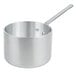 A silver aluminum Vollrath saucepan with a handle.