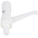 A white plastic San Jamar condiment pump with a nozzle and 5 lids.