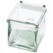 a clear glass container with a lid