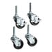 A package of four Henny Penny casters with black rubber wheels.