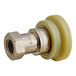 A Vulcan Quick Disconnect with a yellow plastic nut on a stainless steel threaded nut.