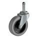 A close-up of a Hobart grey caster wheel with a metal stem.